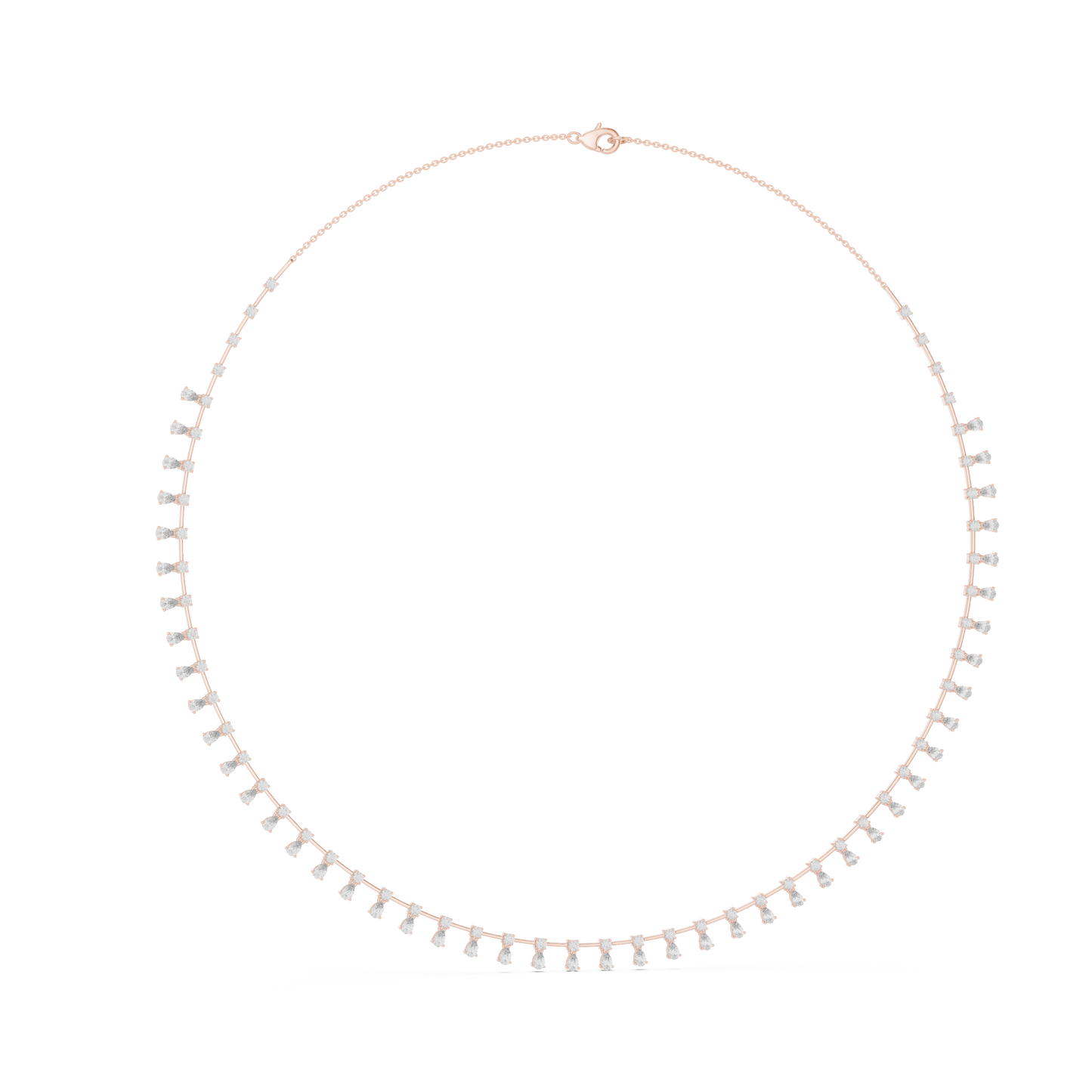 6.35ctw Yellow Gold Pear Cut Diamond Fringe Drop Choker Necklace