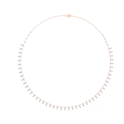6.35ctw Yellow Gold Pear Cut Diamond Fringe Drop Choker Necklace