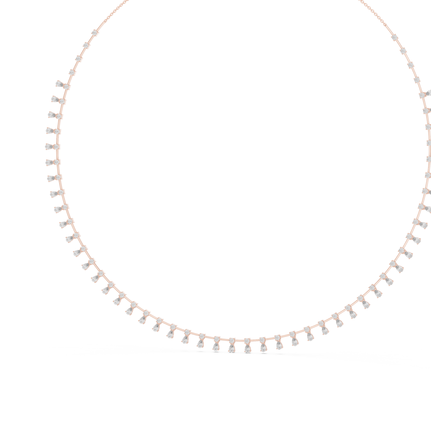 6.35ctw Yellow Gold Pear Cut Diamond Fringe Drop Choker Necklace