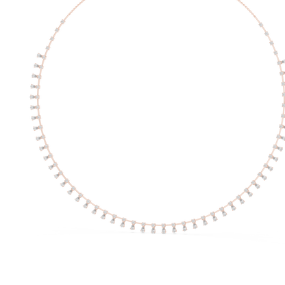 6.35ctw Yellow Gold Pear Cut Diamond Fringe Drop Choker Necklace