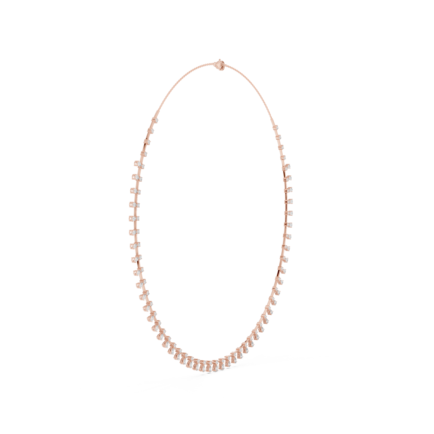 6.35ctw Yellow Gold Pear Cut Diamond Fringe Drop Choker Necklace