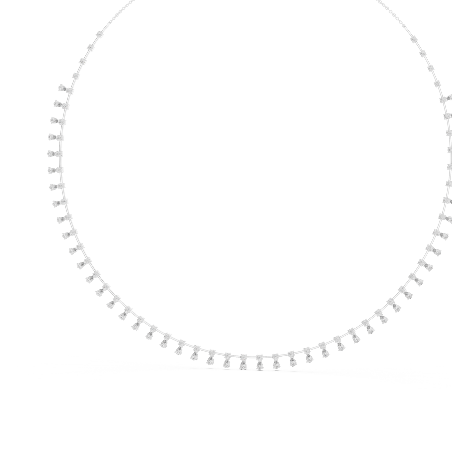 6.35ctw Yellow Gold Pear Cut Diamond Fringe Drop Choker Necklace