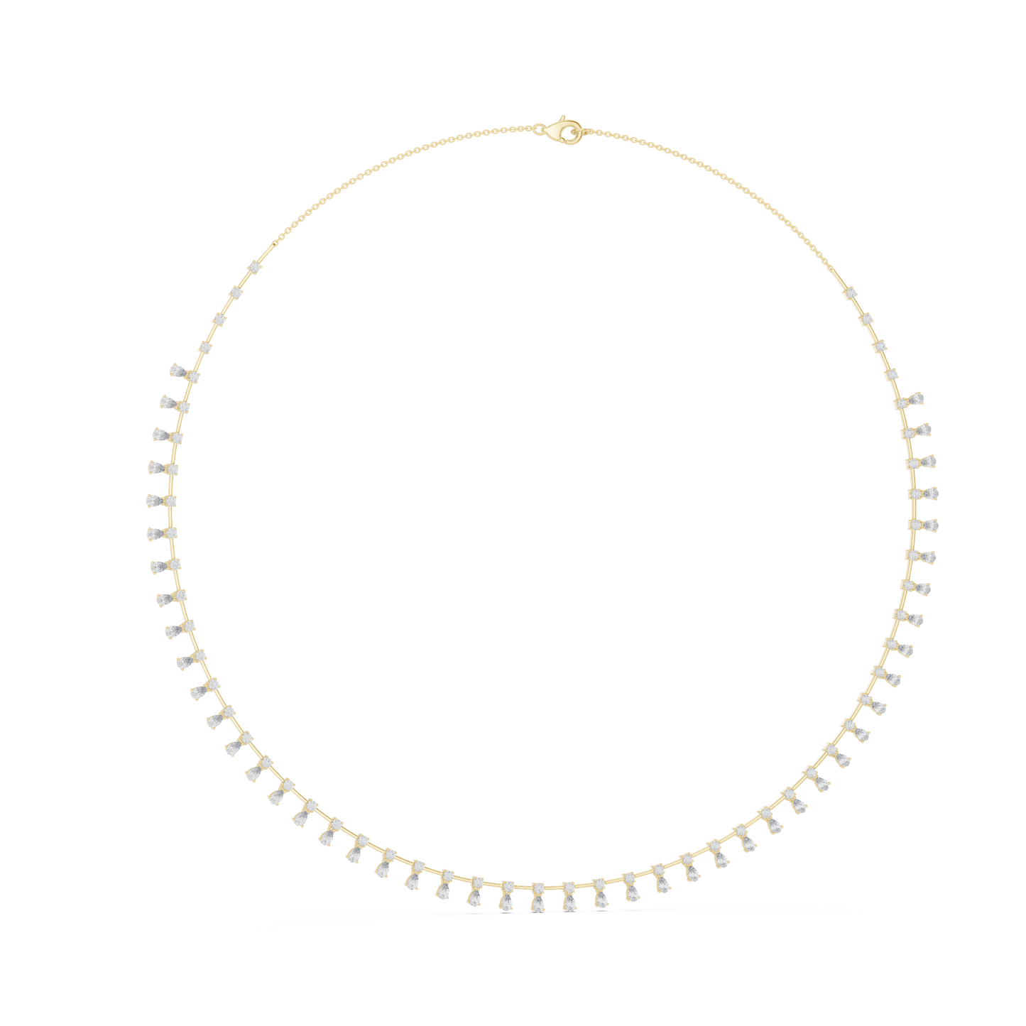 6.35ctw Yellow Gold Pear Cut Diamond Fringe Drop Choker Necklace