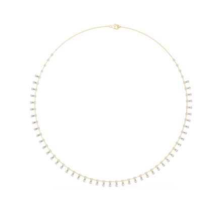6.35ctw Yellow Gold Pear Cut Diamond Fringe Drop Choker Necklace