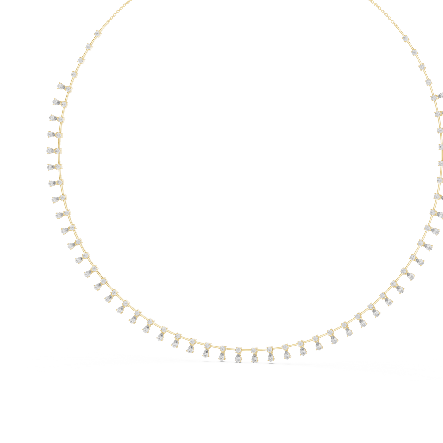 6.35ctw Yellow Gold Pear Cut Diamond Fringe Drop Choker Necklace