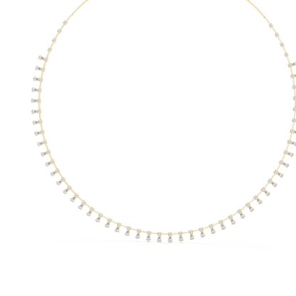 6.35ctw Yellow Gold Pear Cut Diamond Fringe Drop Choker Necklace