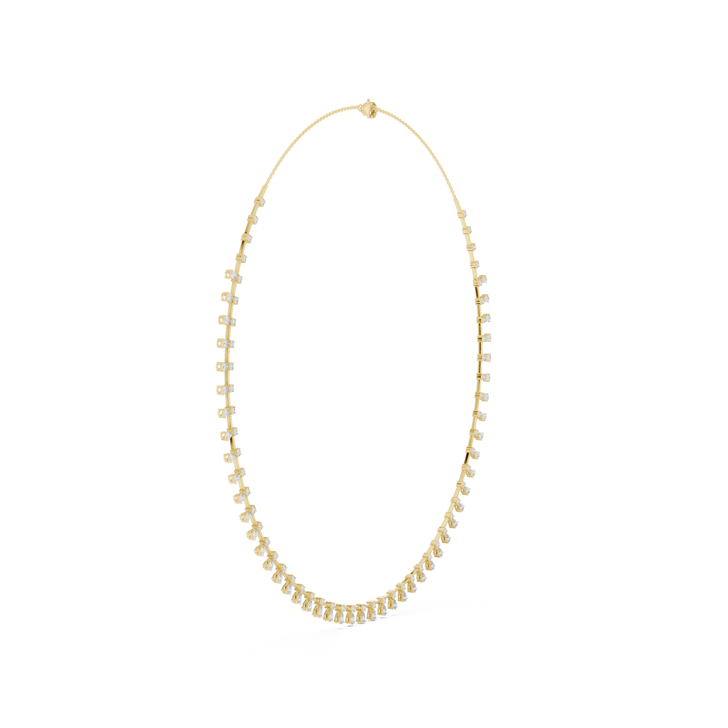 6.35ctw Yellow Gold Pear Cut Diamond Fringe Drop Choker Necklace