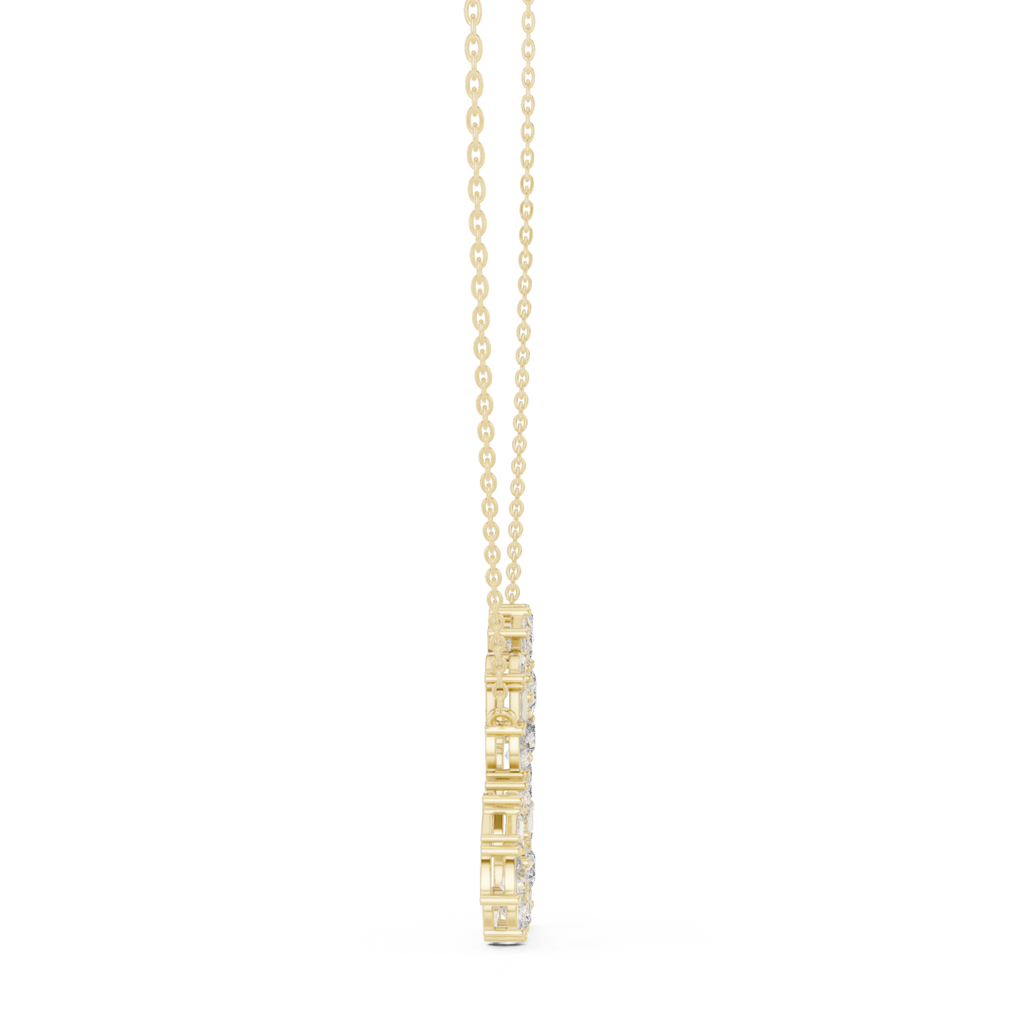 Mosaic Multi-Cut Diamond Open Heart Pendant in White Gold 1.94CTW