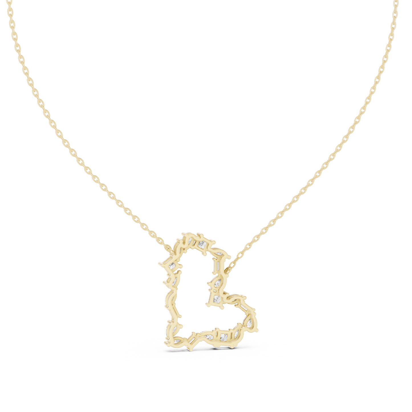 Mosaic Multi-Cut Diamond Open Heart Pendant in White Gold 1.94CTW