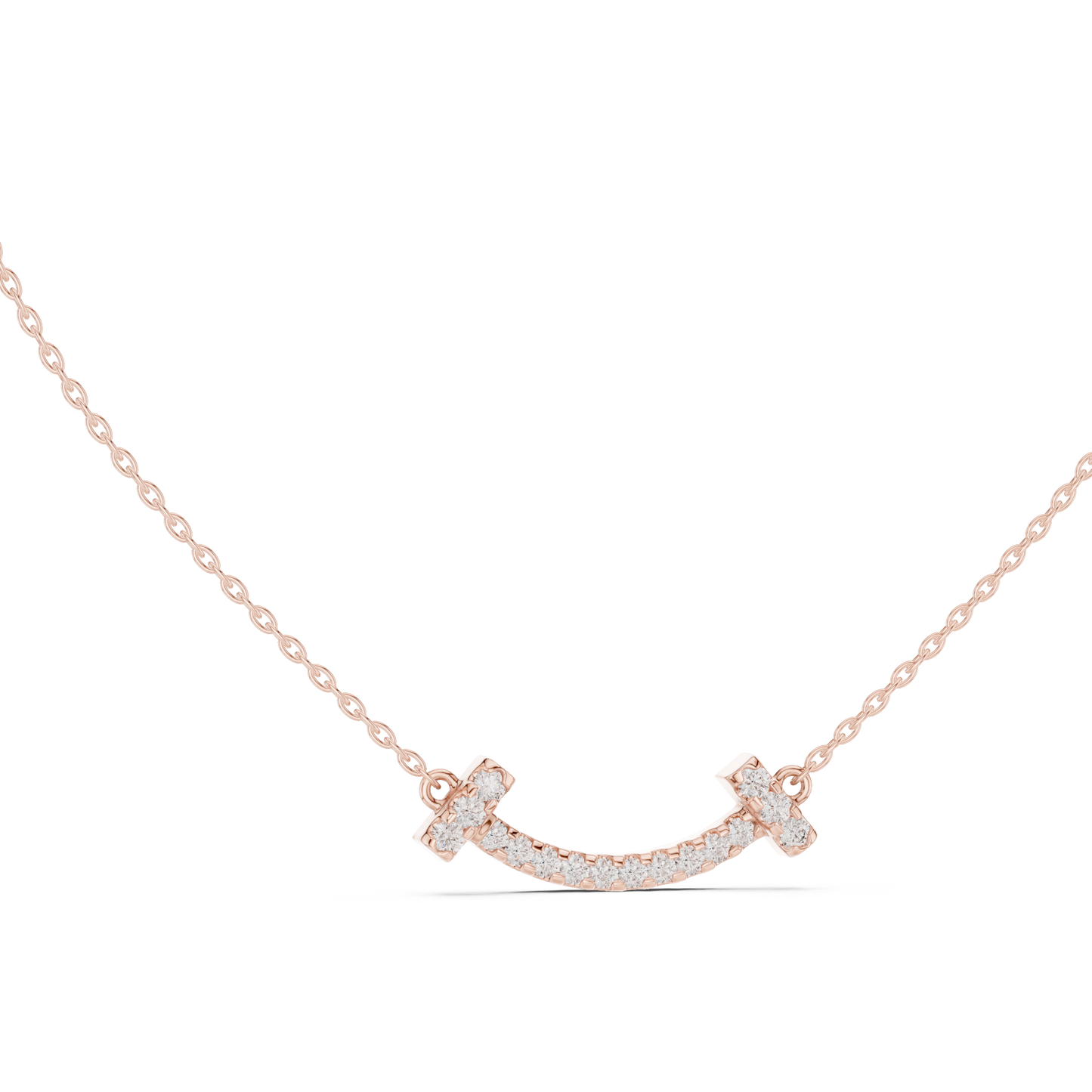 Sparkling Diamond Curved Smile Pendant in Yellow Gold- 0.38CTW Pavé-Set