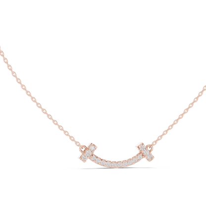 Sparkling Diamond Curved Smile Pendant in Yellow Gold- 0.38CTW Pavé-Set