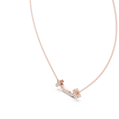 Sparkling Diamond Curved Smile Pendant in Yellow Gold- 0.38CTW Pavé-Set