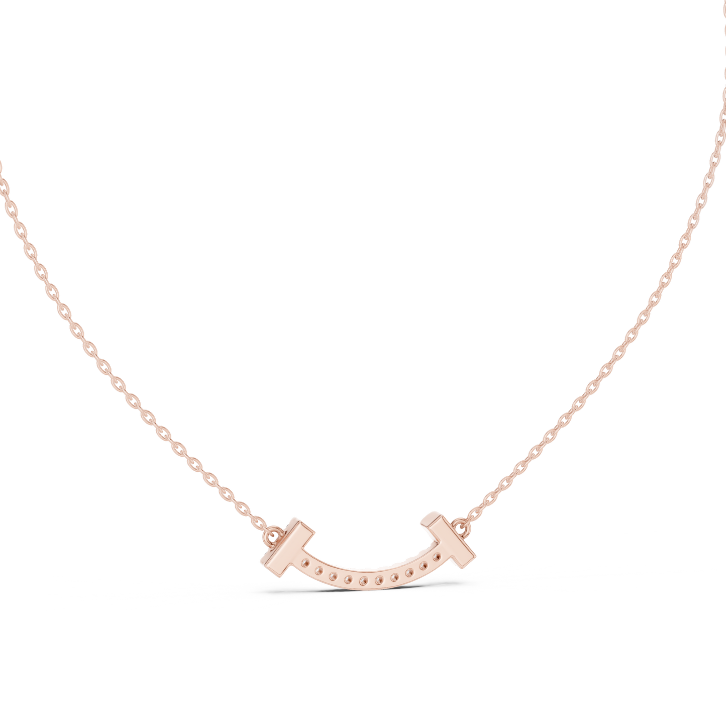 Sparkling Diamond Curved Smile Pendant in Yellow Gold- 0.38CTW Pavé-Set