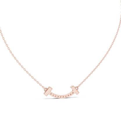 Sparkling Diamond Curved Smile Pendant in Yellow Gold- 0.38CTW Pavé-Set