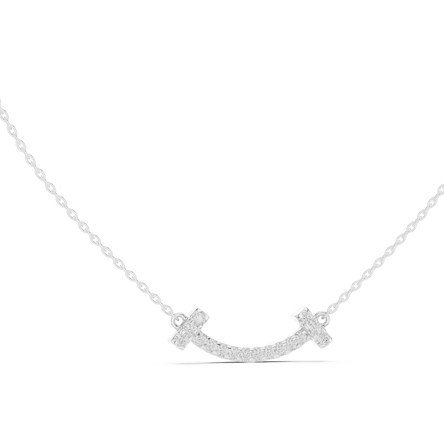 Sparkling Diamond Curved Smile Pendant in Yellow Gold- 0.38CTW Pavé-Set