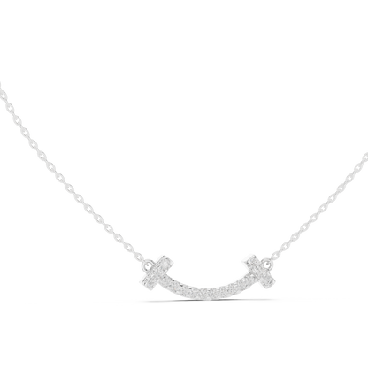 Sparkling Diamond Curved Smile Pendant in Yellow Gold- 0.38CTW Pavé-Set