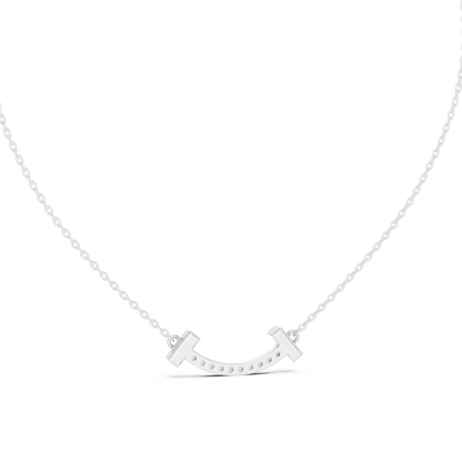 Sparkling Diamond Curved Smile Pendant in Yellow Gold- 0.38CTW Pavé-Set
