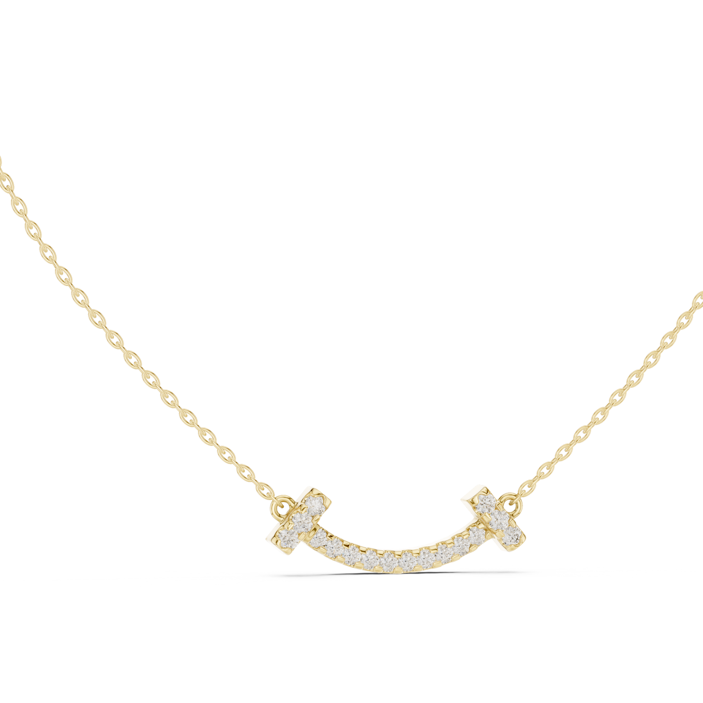 Sparkling Diamond Curved Smile Pendant in Yellow Gold- 0.38CTW Pavé-Set