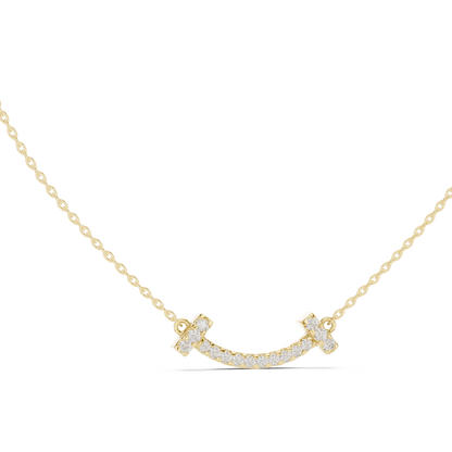 Sparkling Diamond Curved Smile Pendant in Yellow Gold- 0.38CTW Pavé-Set