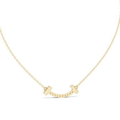 Sparkling Diamond Curved Smile Pendant in Yellow Gold- 0.38CTW Pavé-Set