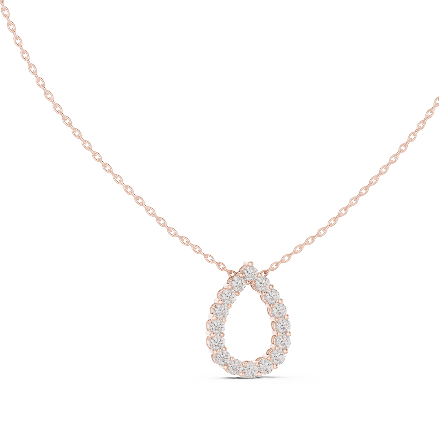 1.04ctw Solid Gold Open Teardrop Pear Halo Diamond Pendant