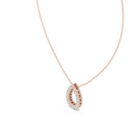 1.04ctw Solid Gold Open Teardrop Pear Halo Diamond Pendant