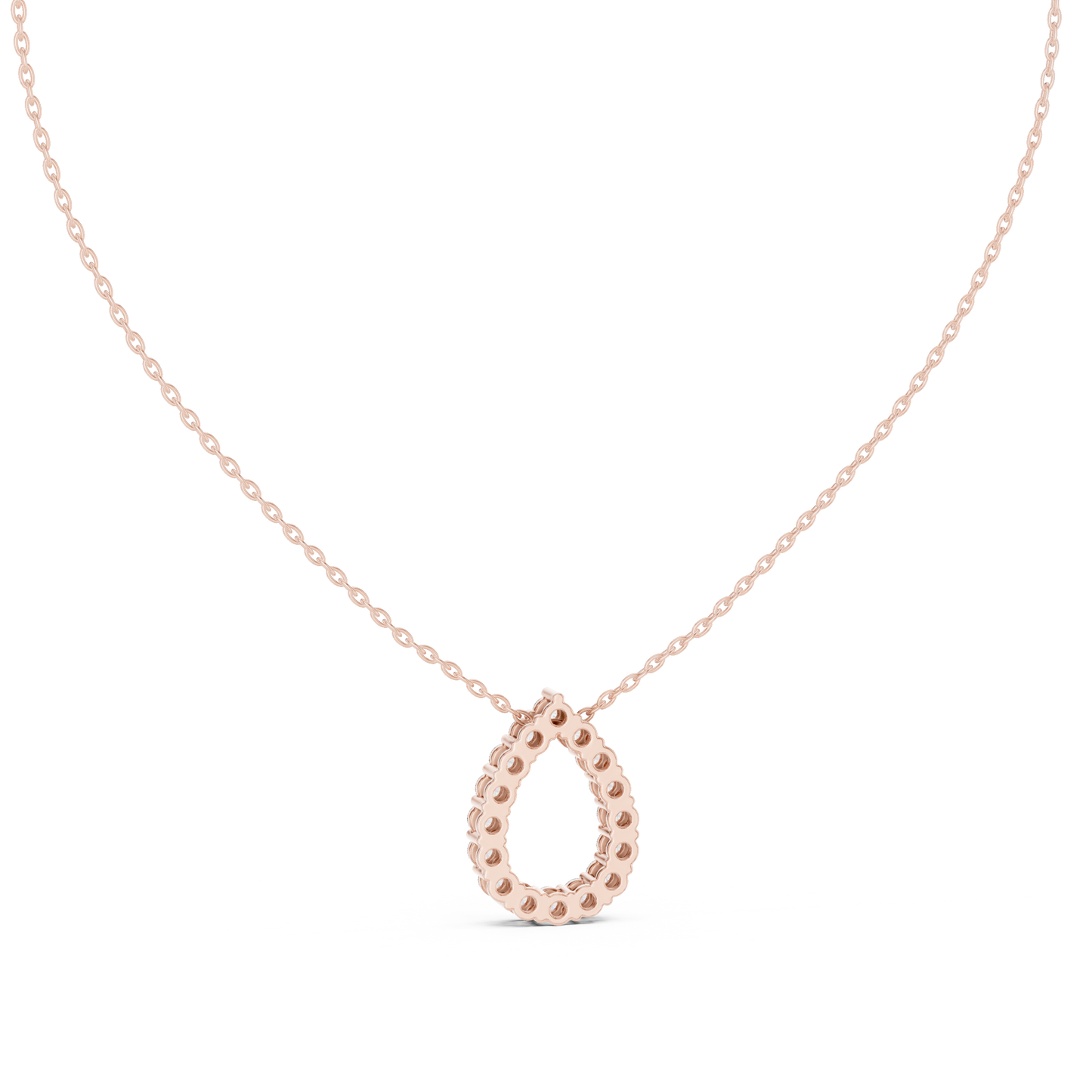 1.04ctw Solid Gold Open Teardrop Pear Halo Diamond Pendant