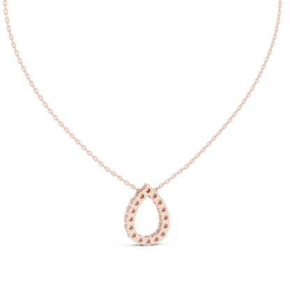 1.04ctw Solid Gold Open Teardrop Pear Halo Diamond Pendant