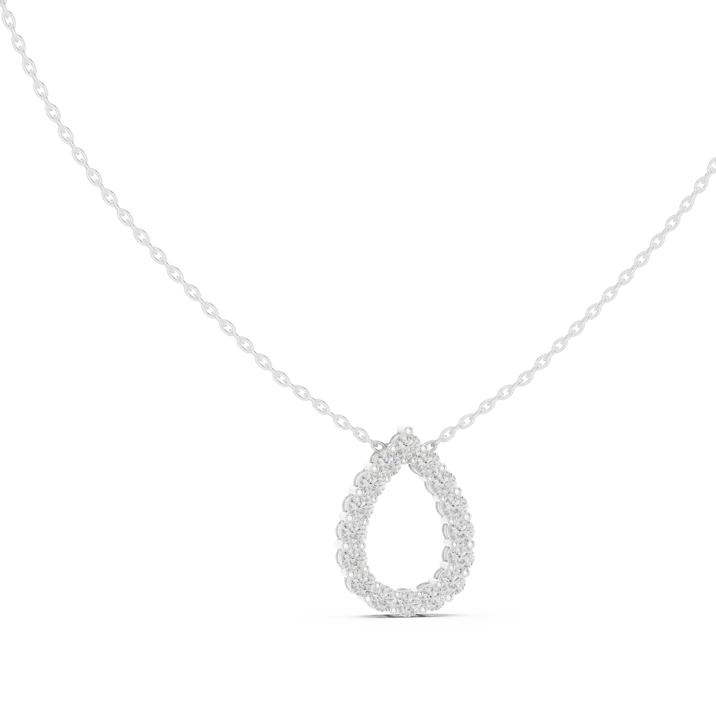1.04ctw Solid Gold Open Teardrop Pear Halo Diamond Pendant
