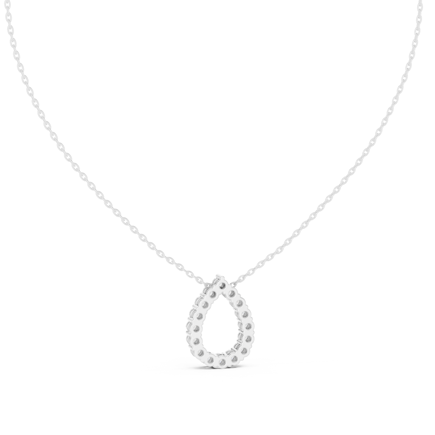 1.04ctw Solid Gold Open Teardrop Pear Halo Diamond Pendant