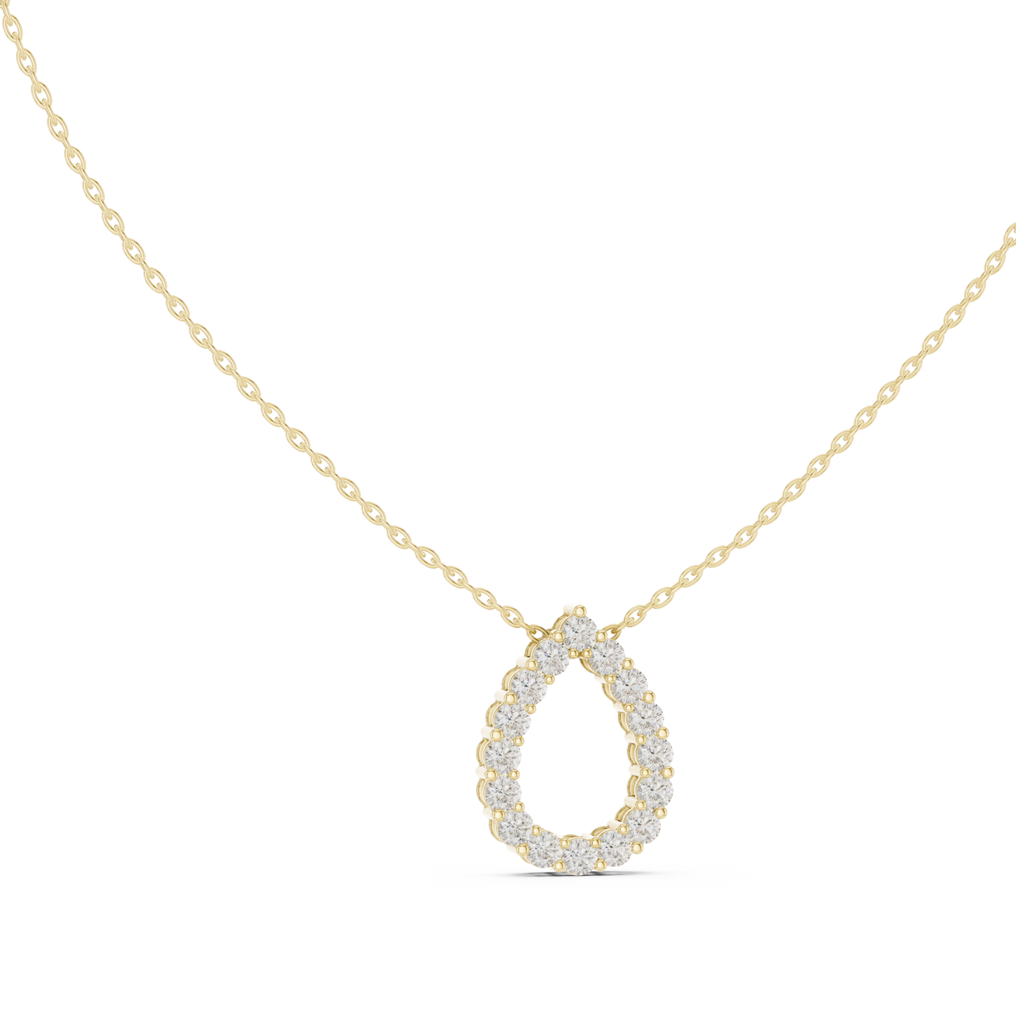 1.04ctw Solid Gold Open Teardrop Pear Halo Diamond Pendant