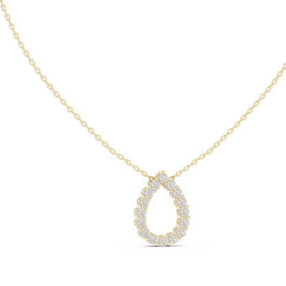 1.04ctw Solid Gold Open Teardrop Pear Halo Diamond Pendant