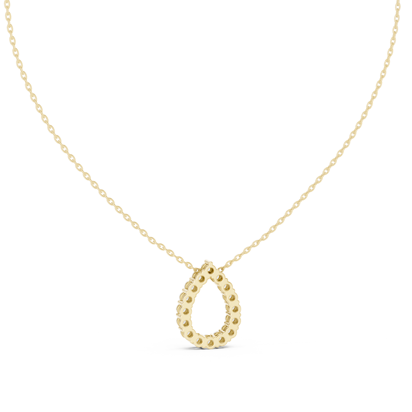 1.04ctw Solid Gold Open Teardrop Pear Halo Diamond Pendant