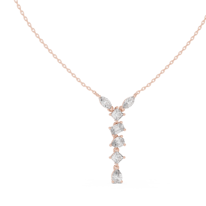 3.5CTW Multi-Shape Diamond Drop Y-Pendent in Yellow Gold