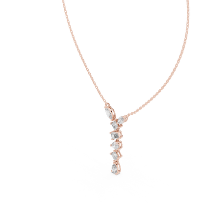 3.5CTW Multi-Shape Diamond Drop Y-Pendent in Yellow Gold