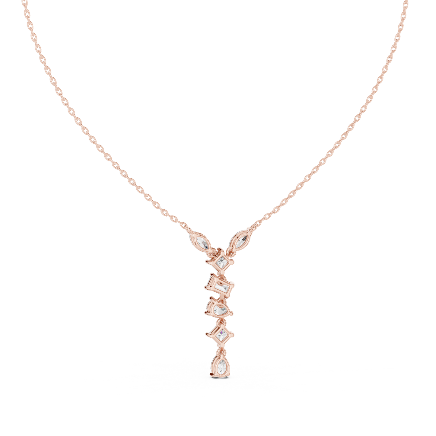 3.5CTW Multi-Shape Diamond Drop Y-Pendent in Yellow Gold