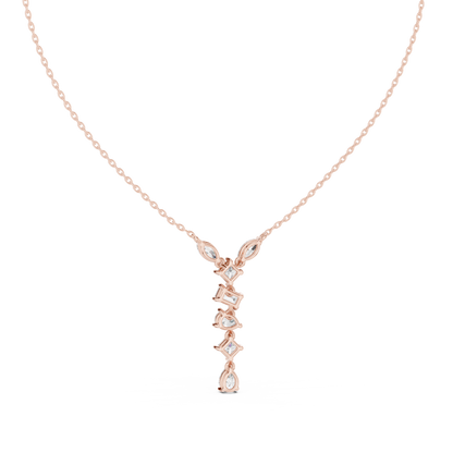 3.5CTW Multi-Shape Diamond Drop Y-Pendent in Yellow Gold
