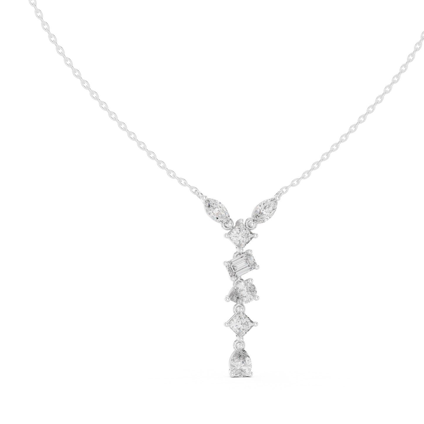 3.5CTW Multi-Shape Diamond Drop Y-Pendent in Yellow Gold