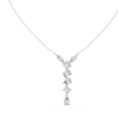 3.5CTW Multi-Shape Diamond Drop Y-Pendent in Yellow Gold