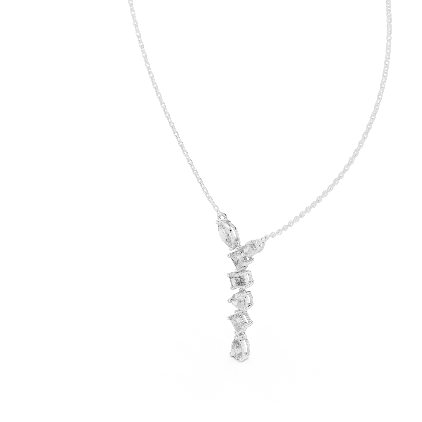 3.5CTW Multi-Shape Diamond Drop Y-Pendent in Yellow Gold