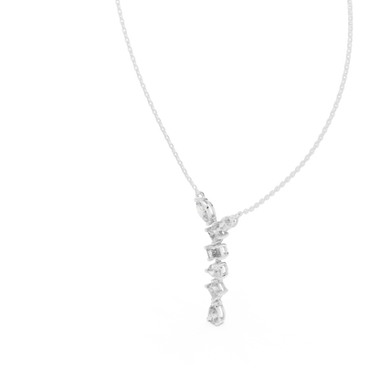 3.5CTW Multi-Shape Diamond Drop Y-Pendent in Yellow Gold