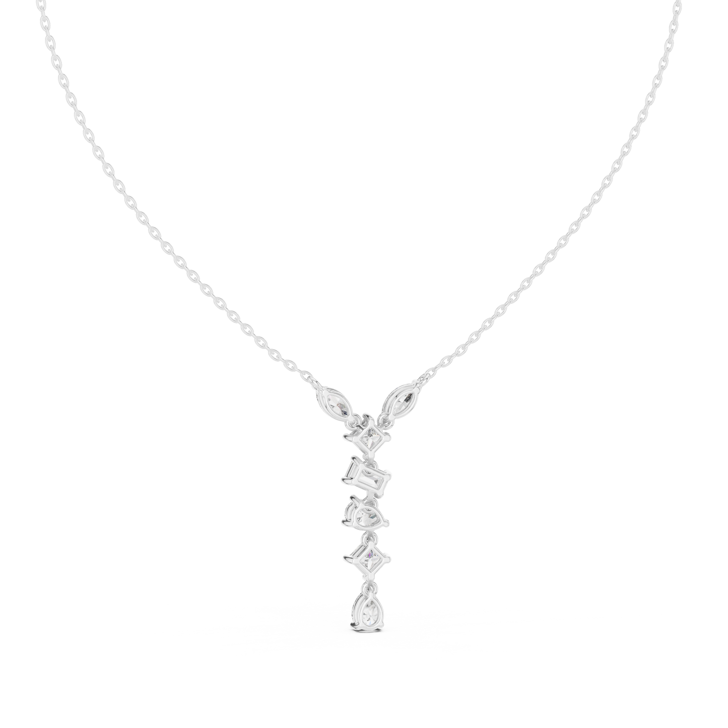 3.5CTW Multi-Shape Diamond Drop Y-Pendent in Yellow Gold