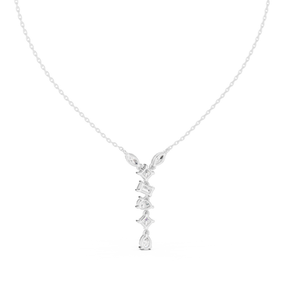 3.5CTW Multi-Shape Diamond Drop Y-Pendent in Yellow Gold