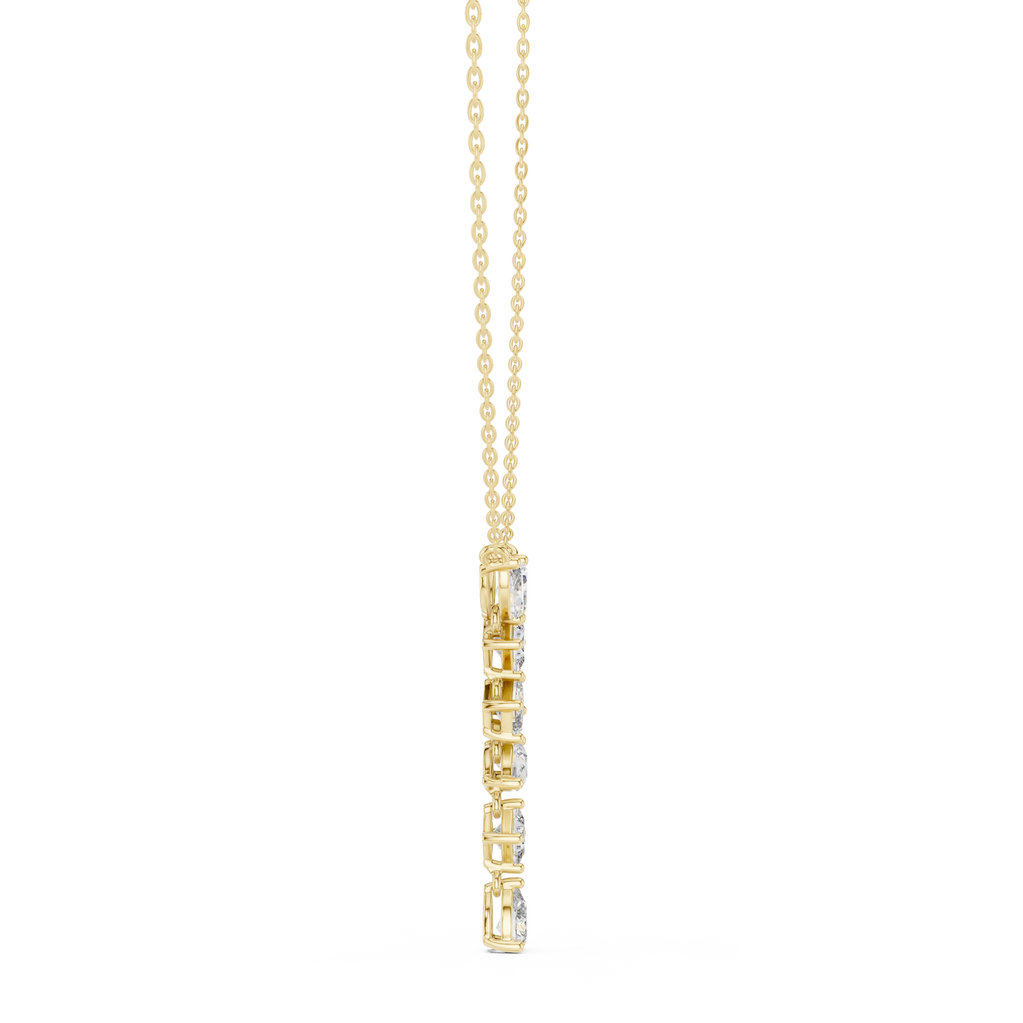 3.5CTW Multi-Shape Diamond Drop Y-Pendent in Yellow Gold