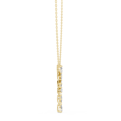3.5CTW Multi-Shape Diamond Drop Y-Pendent in Yellow Gold