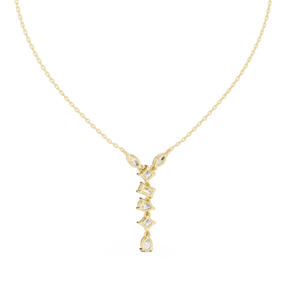 3.5CTW Multi-Shape Diamond Drop Y-Pendent in Yellow Gold