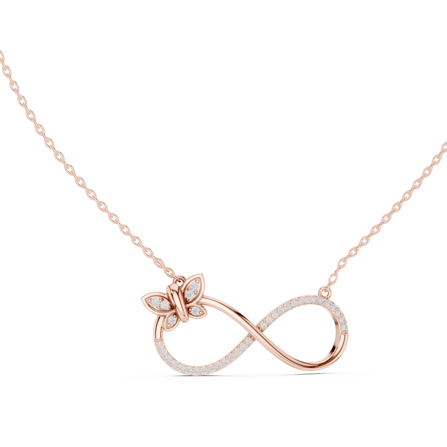 Butterfly Infinity Pendant in Yellow Gold - 0.25CTW Pavé Diamonds
