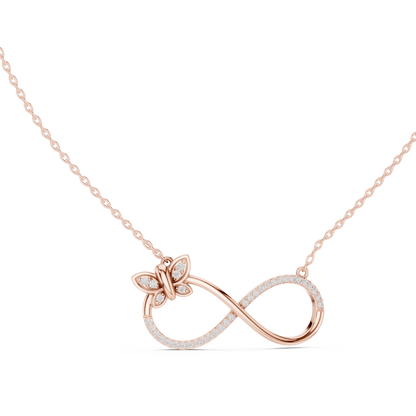 Butterfly Infinity Pendant in Yellow Gold - 0.25CTW Pavé Diamonds
