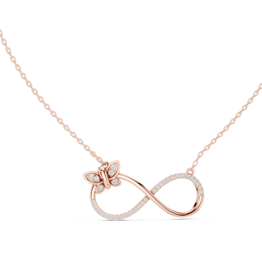 Butterfly Infinity Pendant in Yellow Gold - 0.25CTW Pavé Diamonds