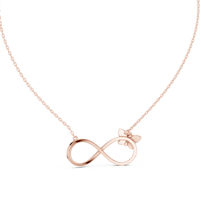 Butterfly Infinity Pendant in Yellow Gold - 0.25CTW Pavé Diamonds